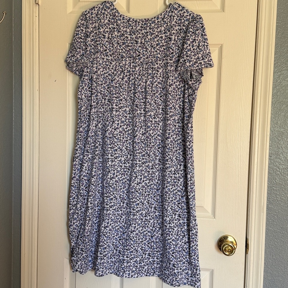 Aria Purple and Blue Floral Pajama Dress - Picture 4 of 6